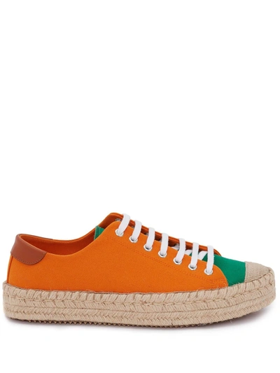 Jw Anderson Colourblock Lace-up Espadrille Trainers In Orange