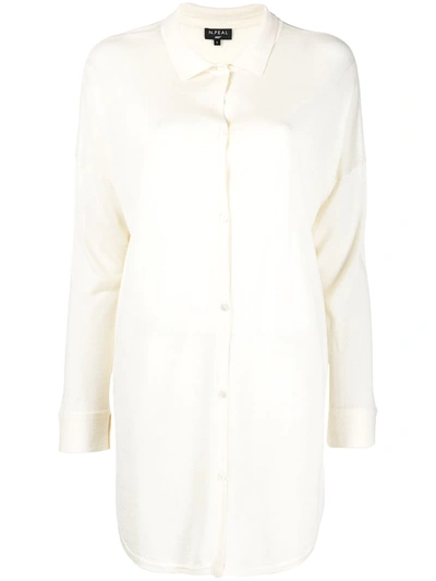 N.peal Longline Silk-cashmere Blend Shirt In Neutrals