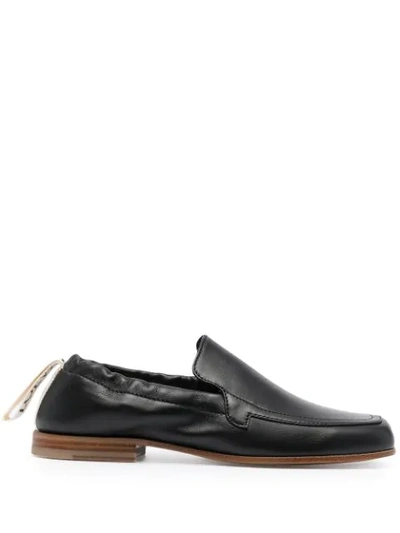 Loewe Logo-detailed Leather Collapsible-heel Loafers In Black