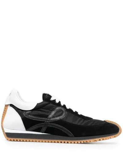 Loewe Flow Runner Leather-trimmed Suede And Nylon Trainers In Black