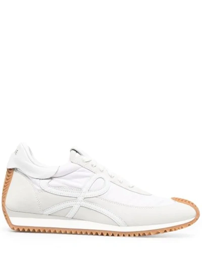 Loewe Flow Runner Leather-trimmed Suede And Nylon Sneakers In Silver White