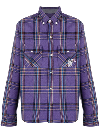 Billionaire Boys Club Logo-embroidered Check-print Shirt In Purple