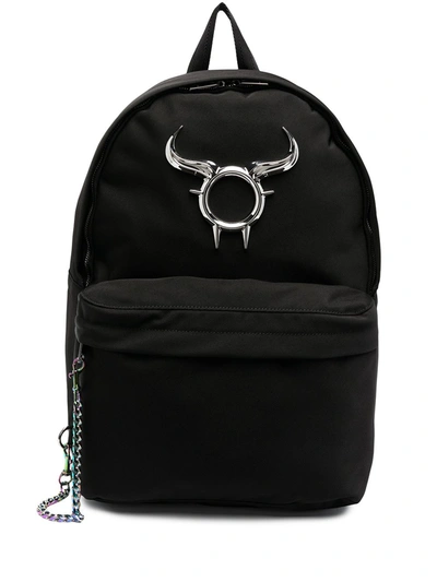 Diesel Bull Horn Logo-print Backpack In Black