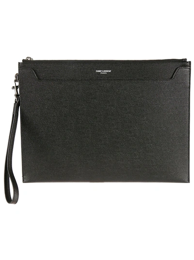 Saint Laurent Top Zipped Ipad Holder In Black