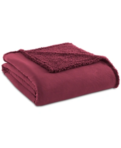 Shavel Micro Flannel To Sherpa Full/queen Blanket In Wine