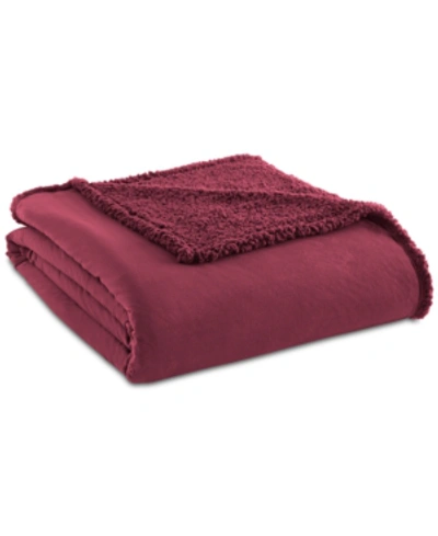 Shavel Micro Flannel To Sherpa Blanket, Full/queen In Wine