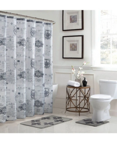 Bath Fusion Fleur De Lis Bathroom Shower Set, 15 Piece In Gray