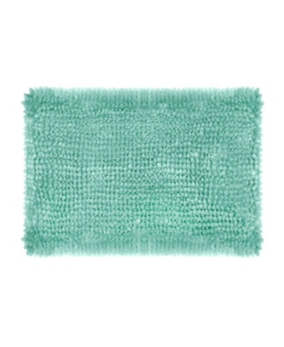 Laura Ashley Butter Chenille Bath Mat, 17" X 24" In Aqua