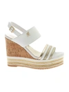 HOGAN H442 SANDALS IN WHITE WITH WEDGE