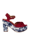 CHIE MIHARA YATEL SANDALS IN RED WITH FLORAL PRINT