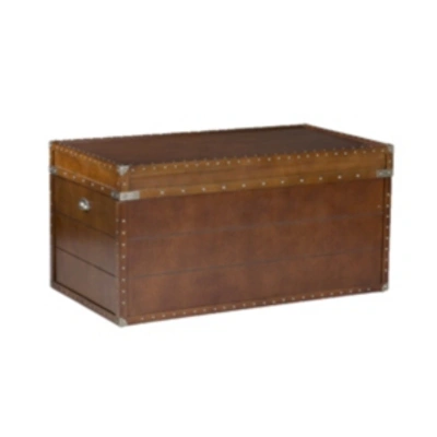 Southern Enterprises Steamer Trunk Cocktail Table In Medium Brown