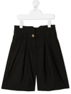 Balmain Teen High-rise Knee-length Shorts In Black
