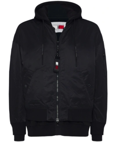 Tommy Hilfiger Men's Lewis Hamilton Bomber Jacket With Detachable Hood In Black