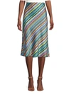 Milly Women's Rainbow Stripe Skirt In Neutral