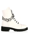 Giuseppe Zanotti Nevada Chain-trimmed Leather Combat Boots In Milk