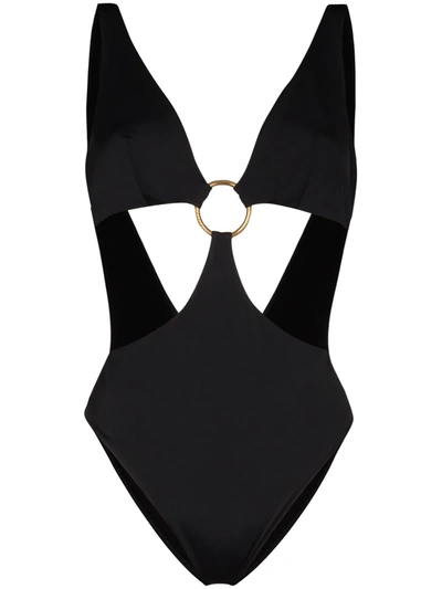 Versace Cut-out Open Back Swimsuit In Black