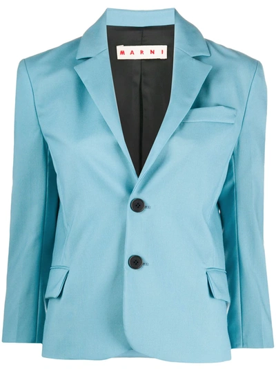 Marni Contrasted Back Slim-fit Blazer In Blue