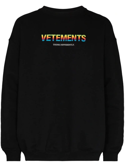 Vetements Black 'think Differently' Sweatshirt In Schwarz