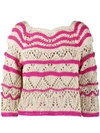 ALBERTA FERRETTI STRIPED OPEN-KNIT JUMPER