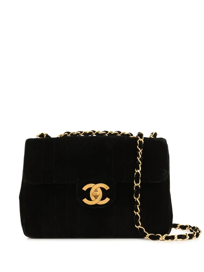 Pre-owned Chanel 1995 Jumbo Mademoiselle Shoulder Bag In Black