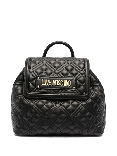 Love Moschino Quilted Logo-lettering Backpack In Black