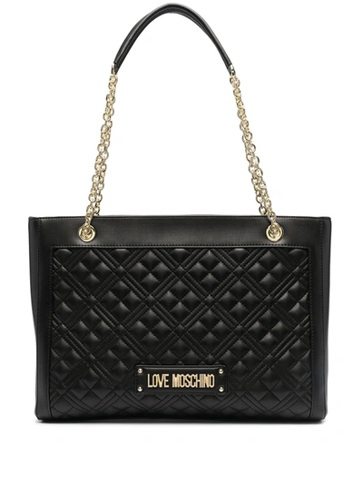 Love Moschino Quilted Tote Bag In Black