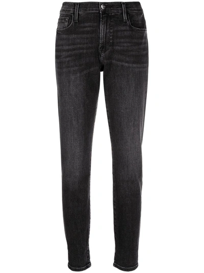 Frame Le Garçon Cropped Mid-rise Skinny Jeans In Black  