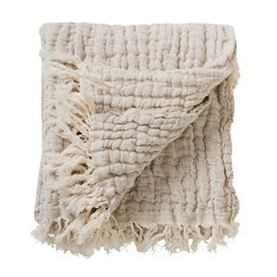 Garbo&friends Linen Blanket Mellow 110 X 110 In Beige