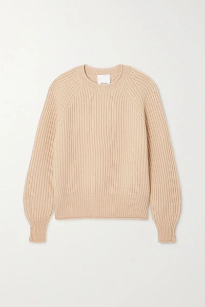 Allude Ribbed Cashmere Sweater In Camel
