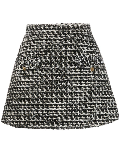 Valentino Tweed A-line Mini Skort In Black