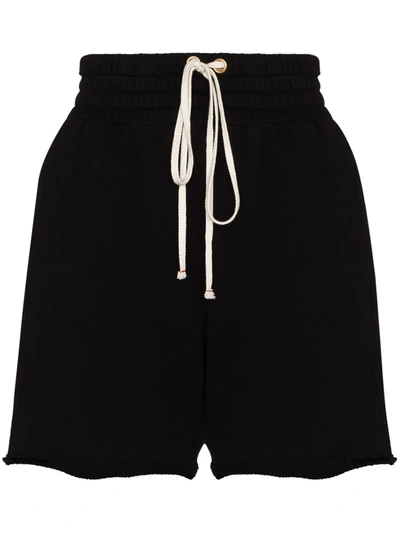 Les Tien Drawstring Cotton Shorts In Black