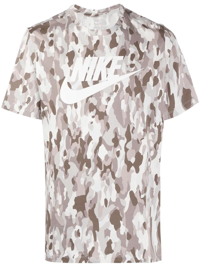 Nike Logo-print Camouflage T-shirt In Neutrals