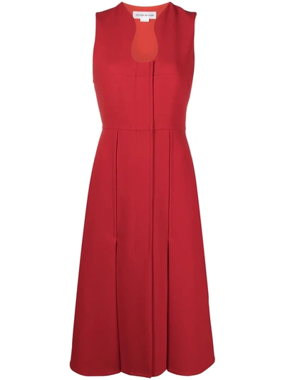 Victoria Beckham Curved Neck Sleeveless Dress In Red