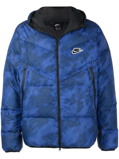 Nike Logo-patch Puffer Jacket In Blue