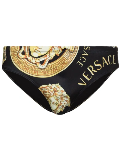 Versace 美杜莎印花尼龙泳裤 In Black