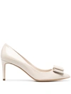 Ferragamo Vara Bow 70mm Pumps In Neutrals