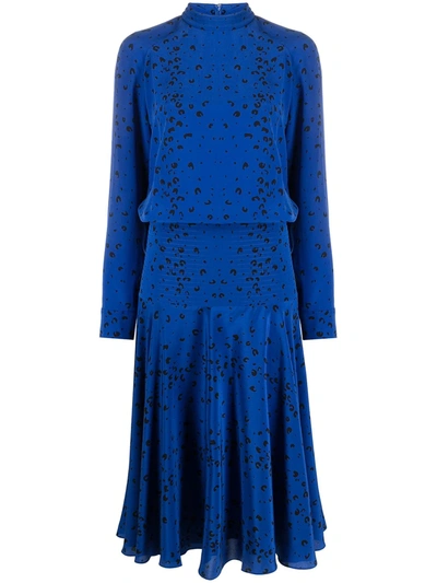 Kenzo Leopard Print Mid-length Dress In Blue