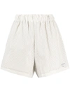 Prada High-waisted Logo-plaque Shorts In Weiss
