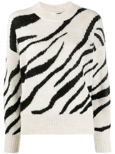 Isabel Marant Étoile Isabel Marant Etoile Genna Alpaca & Wool Blend Zebra Stripe Sweater In Animal Print