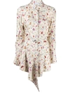 OFF-WHITE BELTED FLORAL SHIRT DRESS
