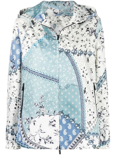 Etro Mix-print Hooded Jacket In Blue