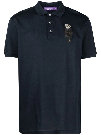 Ralph Lauren Teddy Bear-print Short-sleeved Polo Shirt In Blue