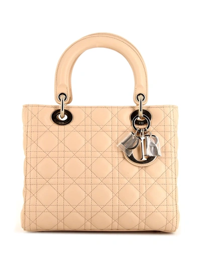 Pre-owned Dior Medium Lady  Cannage Bag In Neutrals