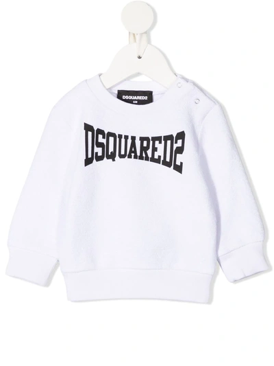 Dsquared2 Babies' Woven Cotton Logo-print Sweatshirt In 白色