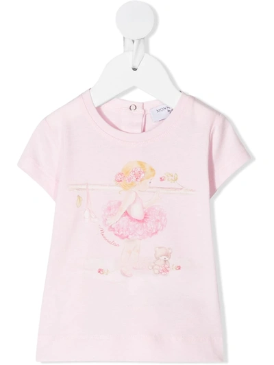Monnalisa Babies' Ballerina Print T-shirt In Pink