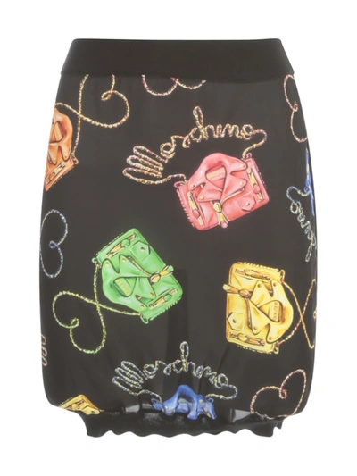 Moschino Pencil Printed Skirt In Fantasy Black