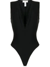Fleur Du Mal Margo Lace-trimmed Stretch-jersey Thong Bodysuit In Black