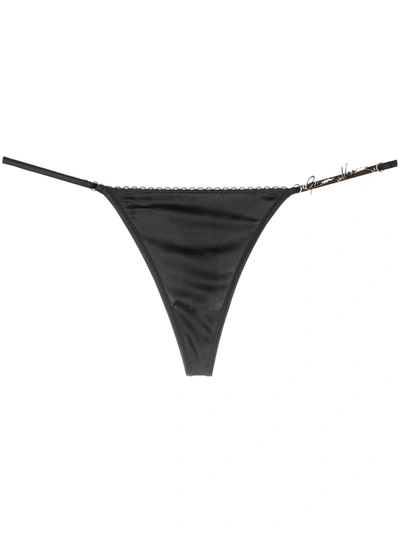 Versace Logo Plaque Thongs In Black