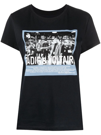 Zadig & Voltaire Womens Noir Zoe Graphic-print Cotton-jersey T-shirt Xs In Black