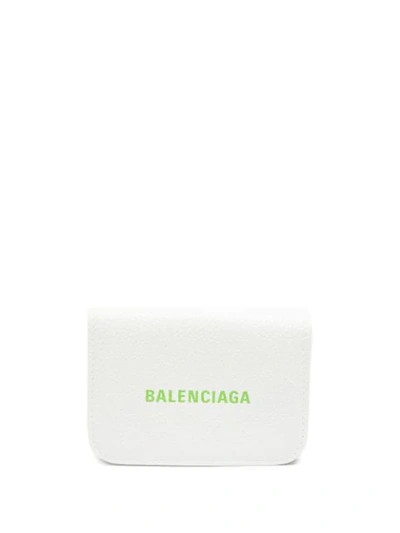 Balenciaga Logo印花皮质钱包 In White